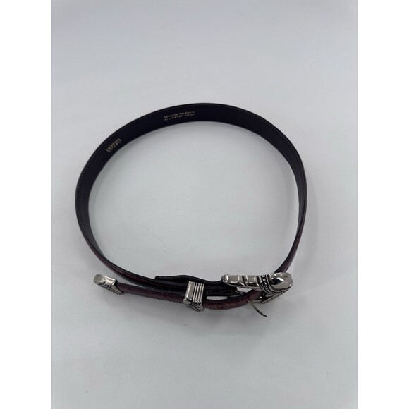 VICENZA Sport Sterling Silver Buckle On Brown  Alligator Print Calfskin Belt 34 main image 11